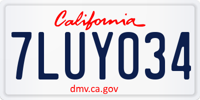 CA license plate 7LUY034