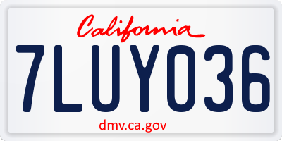 CA license plate 7LUY036