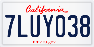 CA license plate 7LUY038