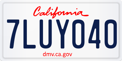 CA license plate 7LUY040