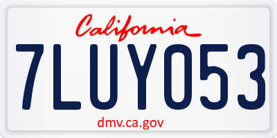 CA license plate 7LUY053
