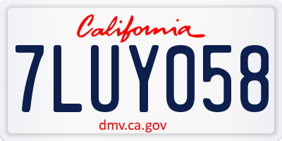 CA license plate 7LUY058