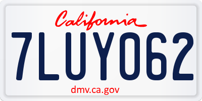 CA license plate 7LUY062