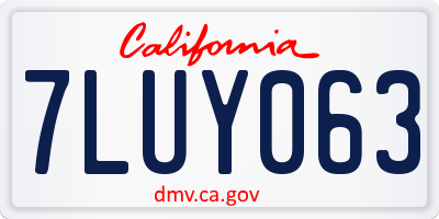 CA license plate 7LUY063