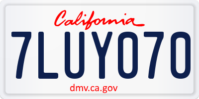 CA license plate 7LUY070