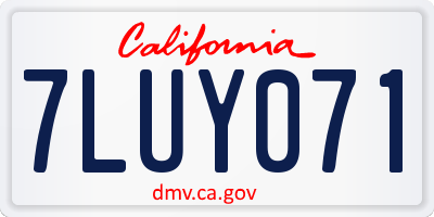 CA license plate 7LUY071
