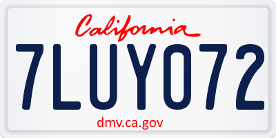 CA license plate 7LUY072