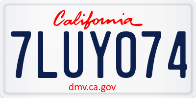 CA license plate 7LUY074