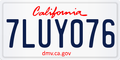 CA license plate 7LUY076