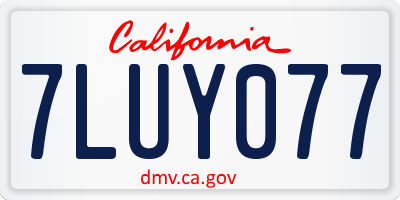 CA license plate 7LUY077