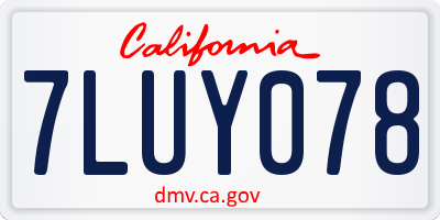 CA license plate 7LUY078