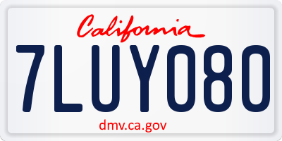 CA license plate 7LUY080