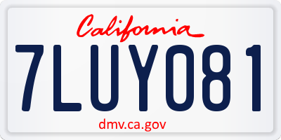 CA license plate 7LUY081