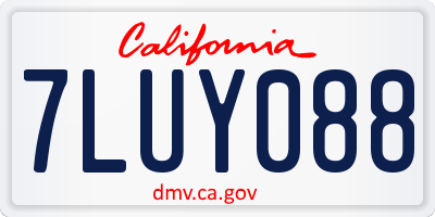 CA license plate 7LUY088