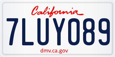 CA license plate 7LUY089