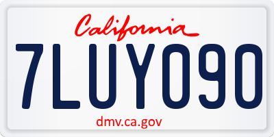 CA license plate 7LUY090