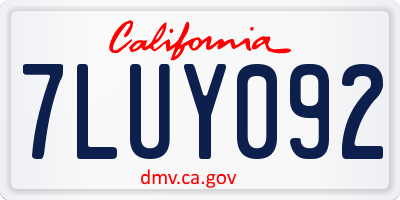 CA license plate 7LUY092