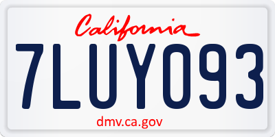 CA license plate 7LUY093