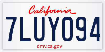 CA license plate 7LUY094