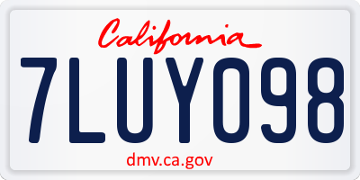 CA license plate 7LUY098
