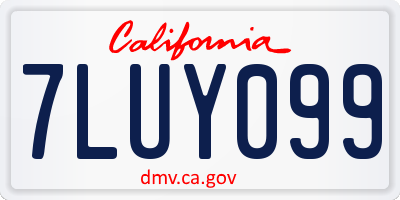 CA license plate 7LUY099