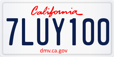 CA license plate 7LUY100