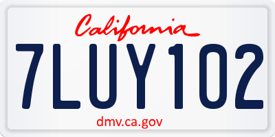 CA license plate 7LUY102