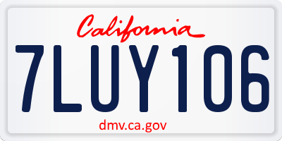 CA license plate 7LUY106