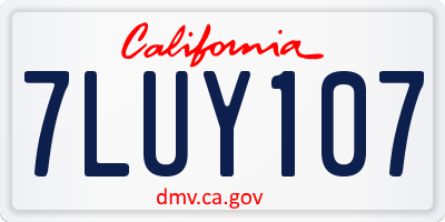 CA license plate 7LUY107