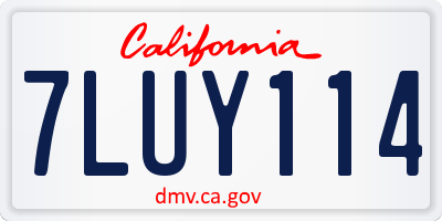 CA license plate 7LUY114