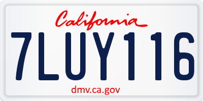 CA license plate 7LUY116