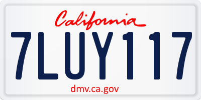 CA license plate 7LUY117