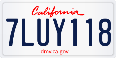 CA license plate 7LUY118