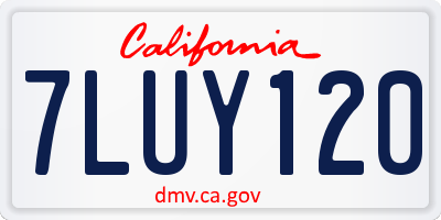 CA license plate 7LUY120