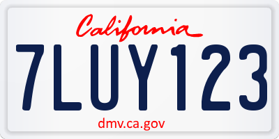 CA license plate 7LUY123