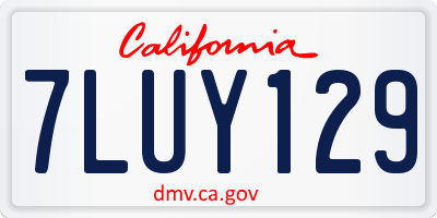 CA license plate 7LUY129