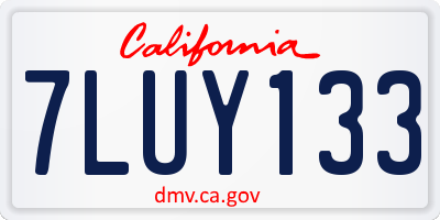 CA license plate 7LUY133