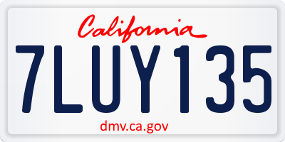 CA license plate 7LUY135