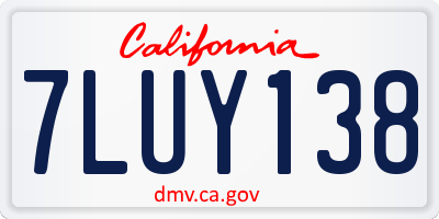 CA license plate 7LUY138