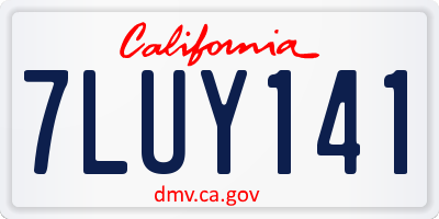 CA license plate 7LUY141