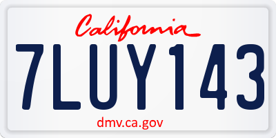 CA license plate 7LUY143
