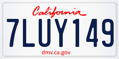 CA license plate 7LUY149
