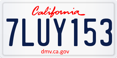 CA license plate 7LUY153