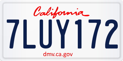 CA license plate 7LUY172