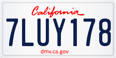 CA license plate 7LUY178