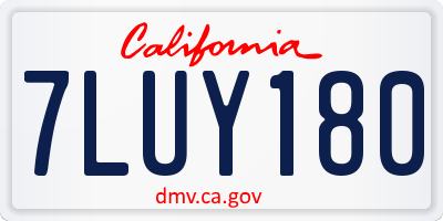 CA license plate 7LUY180