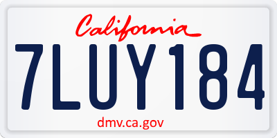 CA license plate 7LUY184