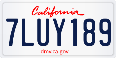 CA license plate 7LUY189