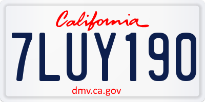 CA license plate 7LUY190