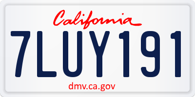 CA license plate 7LUY191